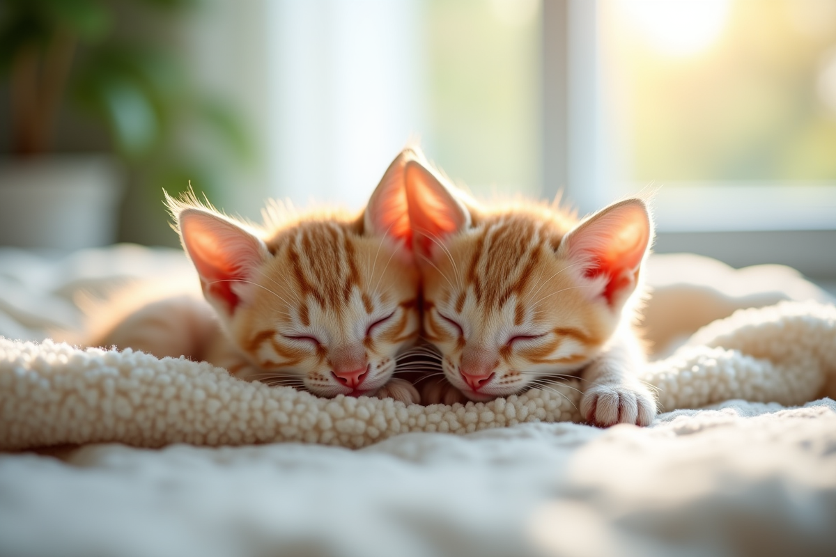 Deux chatons reposent ensemble près d